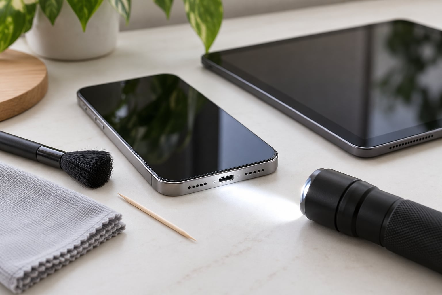 how to clean a charging port safely