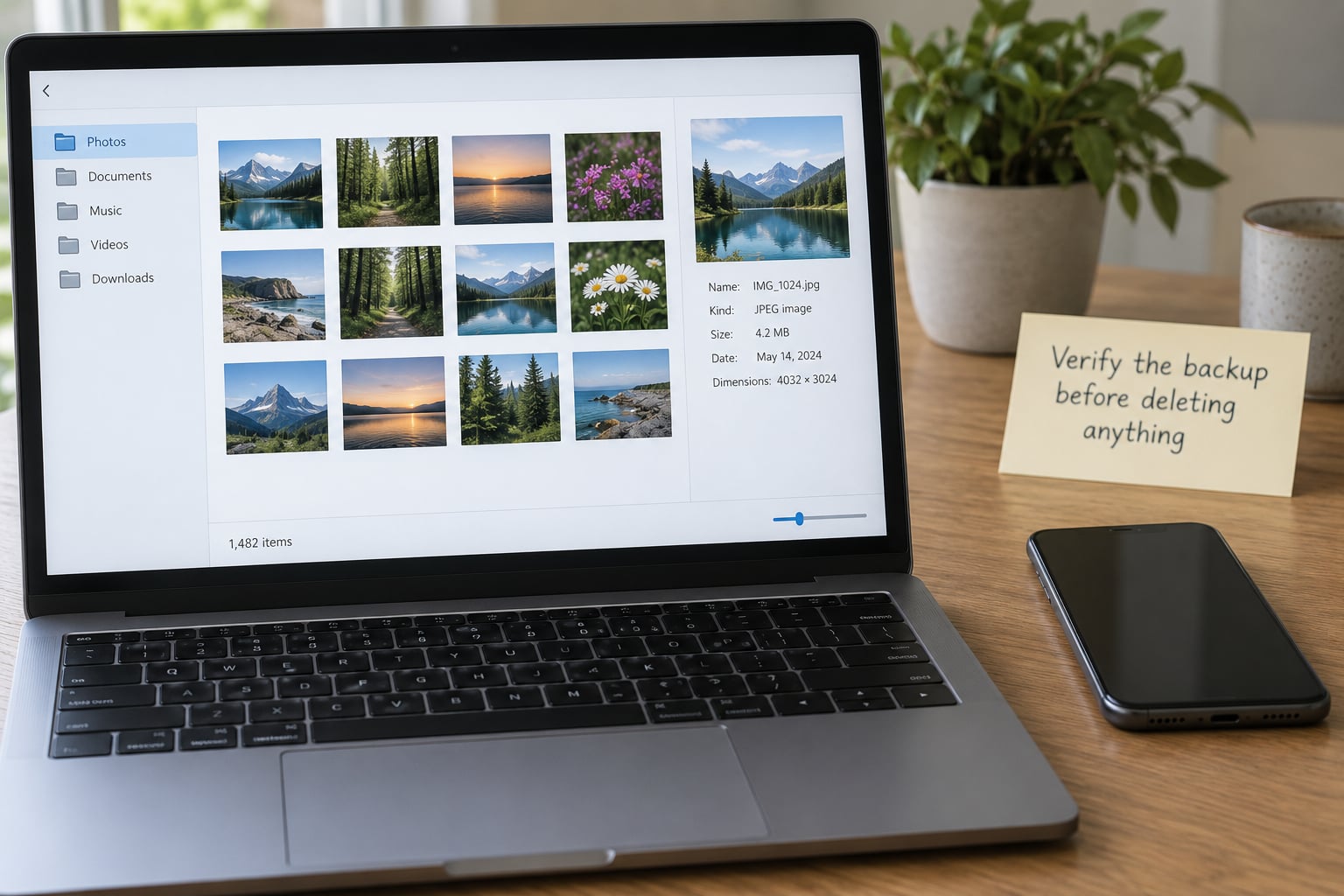 Verify the backup before deleting anything