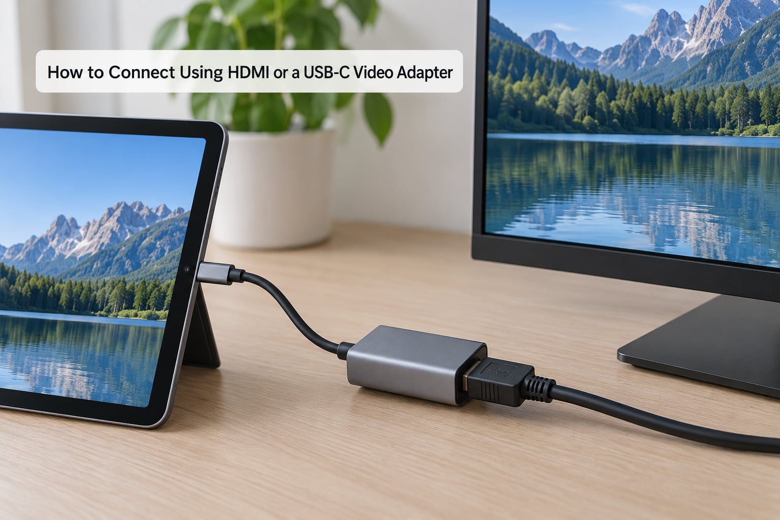 How to Connect Using HDMI or a USB-C Video Adapter