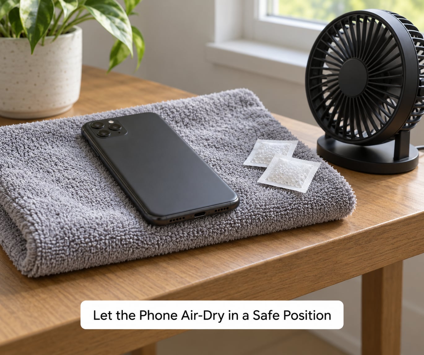 Let the Phone Air-Dry in a Safe Position