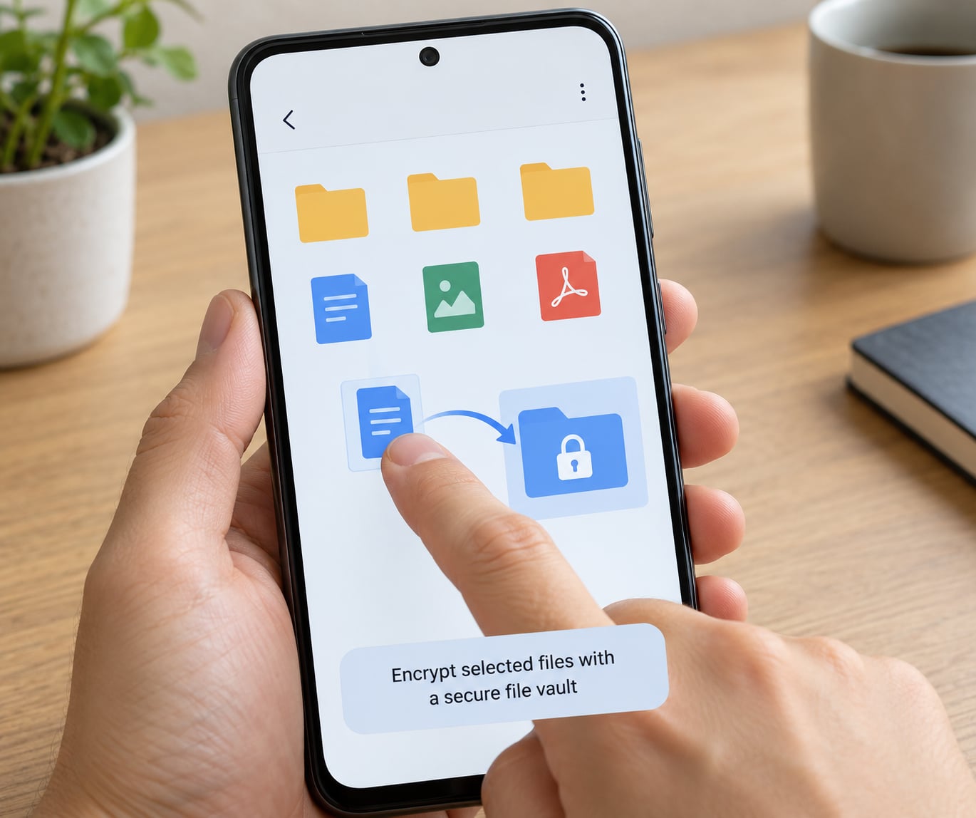 Encrypt selected files with a secure file vault