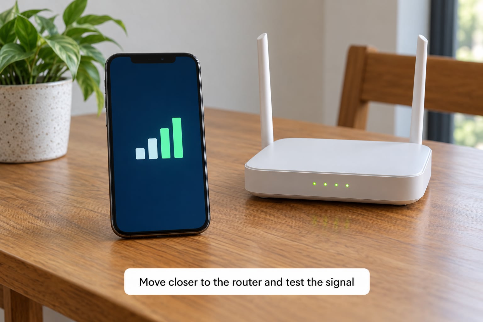 Move closer to the router and test the signal