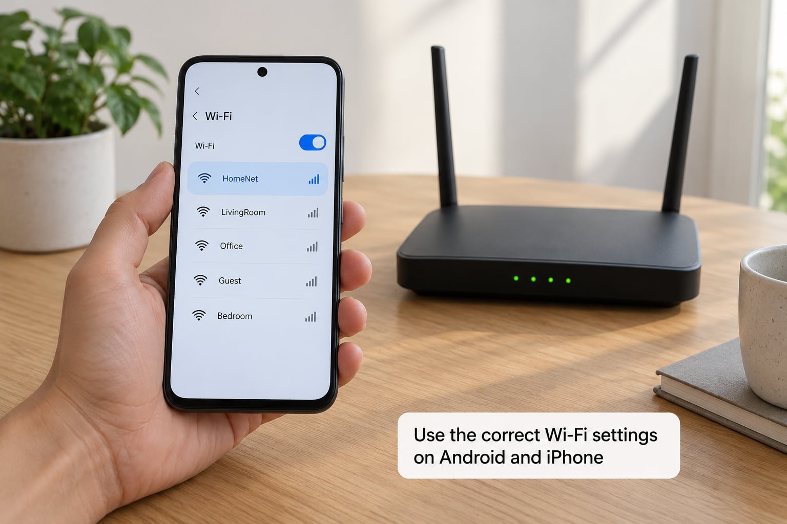 Use the correct Wi-Fi settings on Android and iPhone