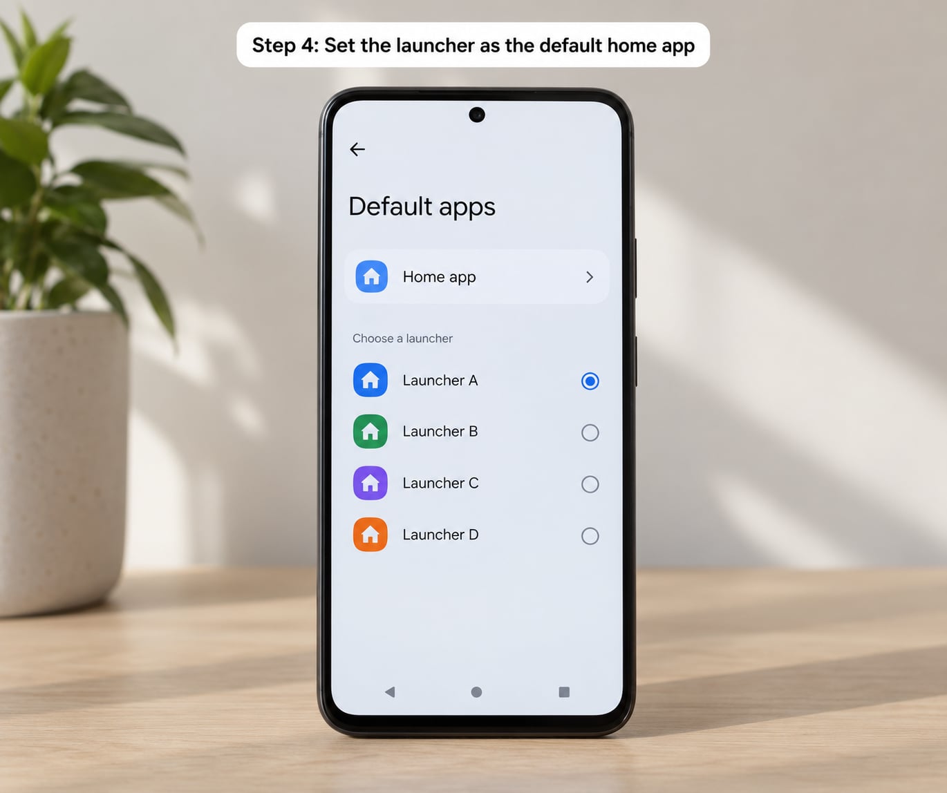 Step 4: Set the launcher as the default home app