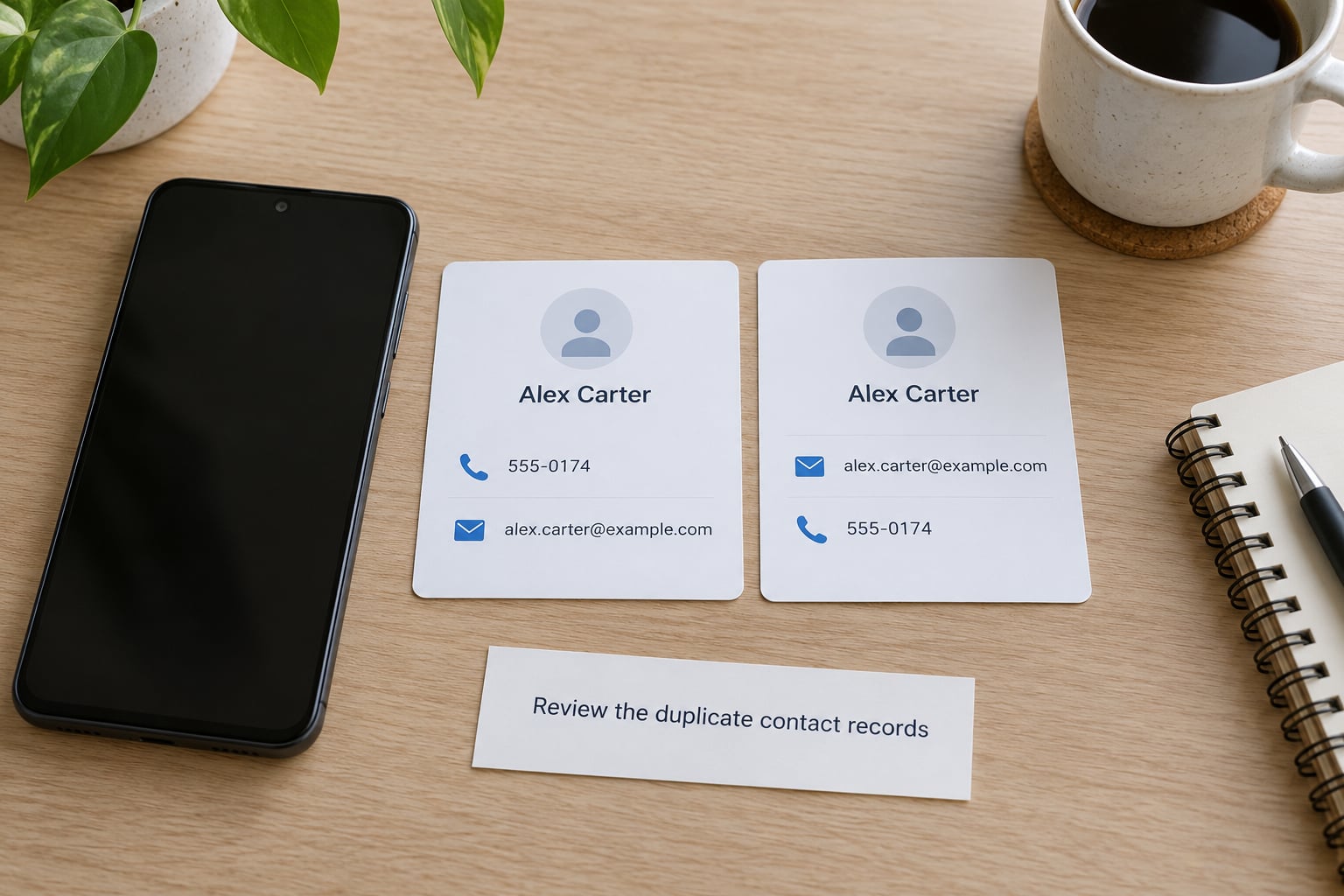 Review the duplicate contact records