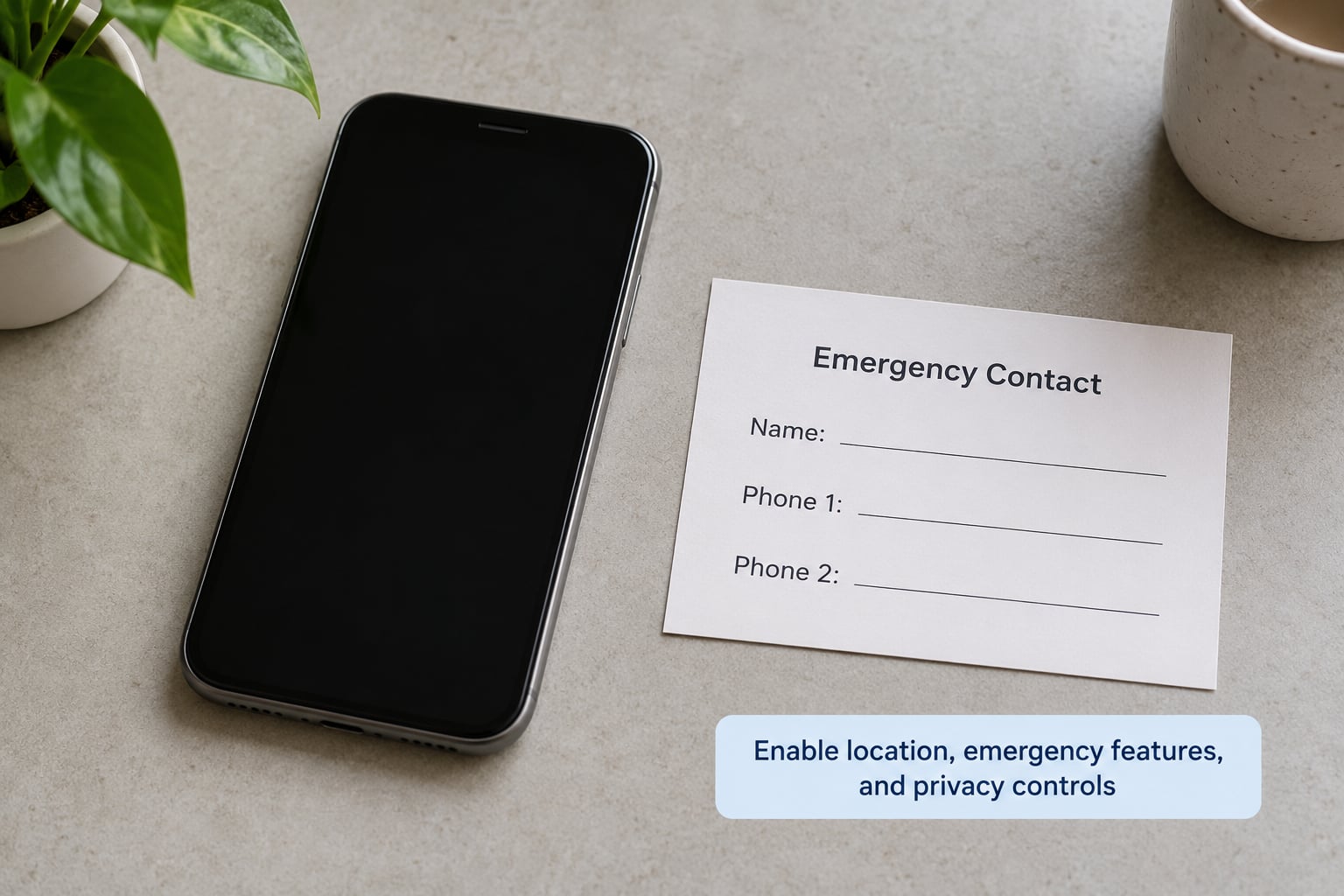Enable location, emergency features, and privacy controls