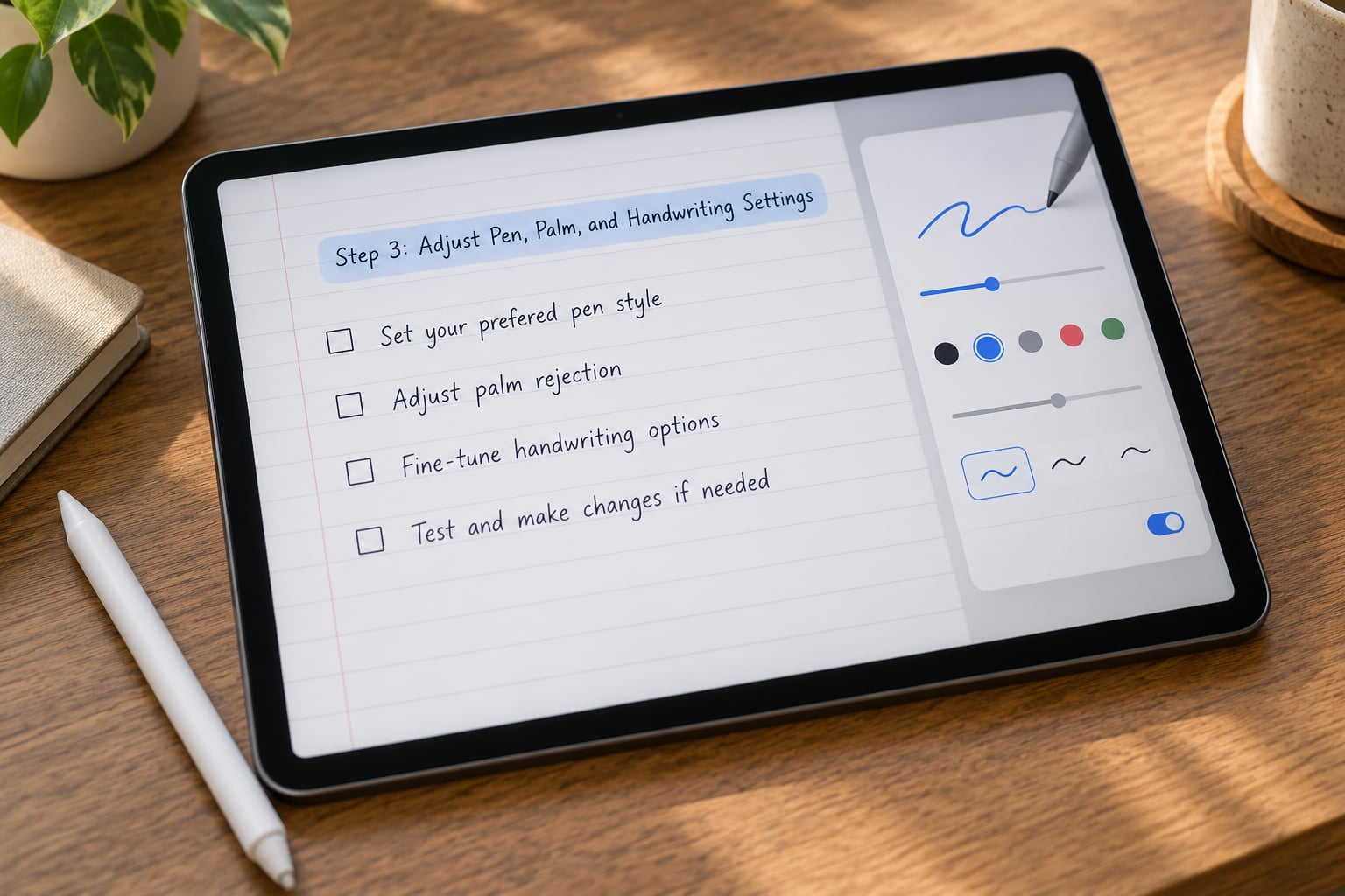 Step 3: Adjust Pen, Palm, and Handwriting Settings