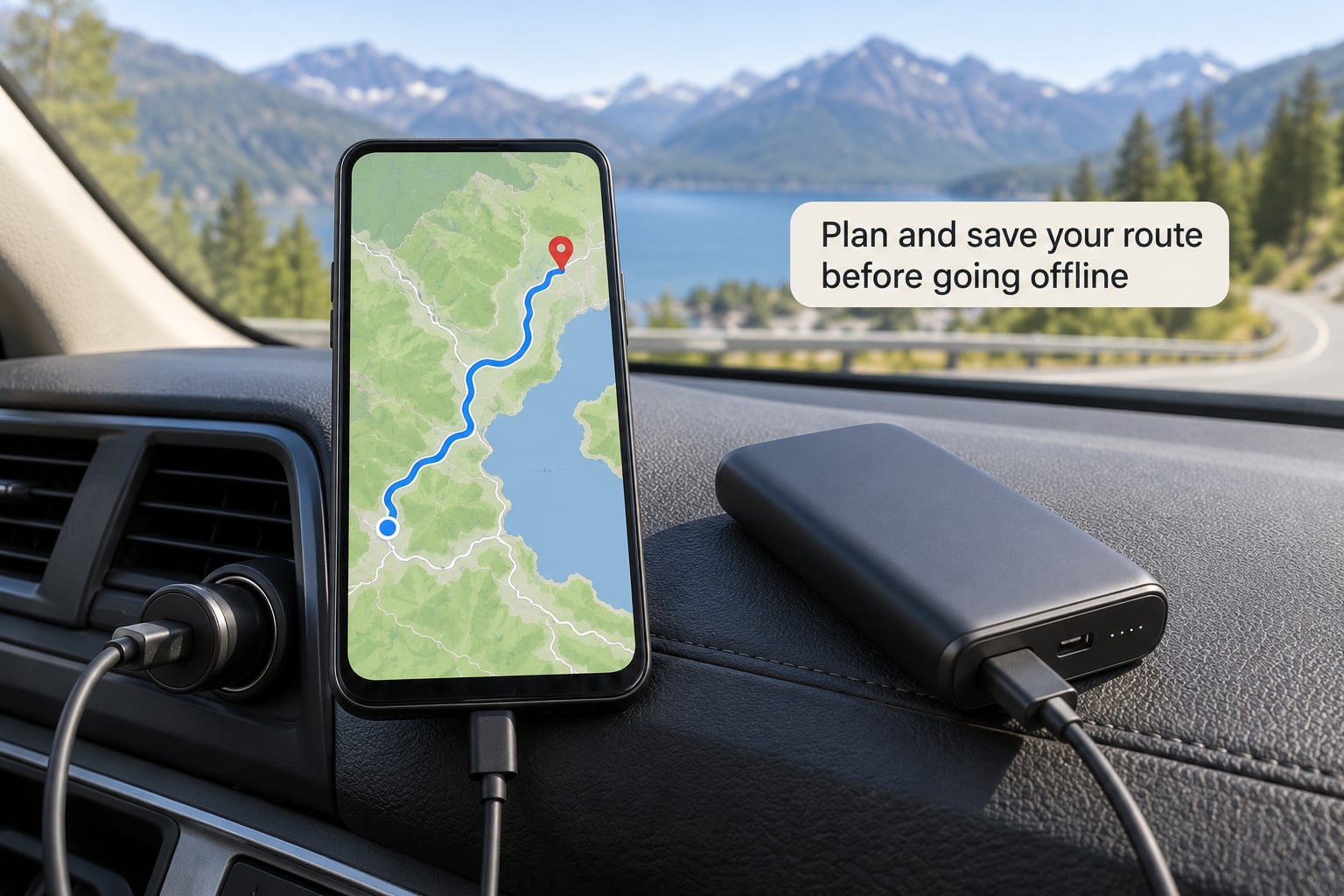 Plan and save your route before going offline
