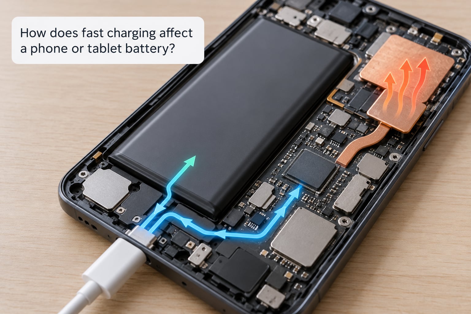 How does fast charging affect a phone or tablet battery?