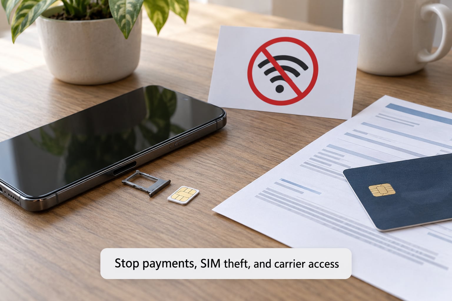 Stop payments, SIM theft, and carrier access